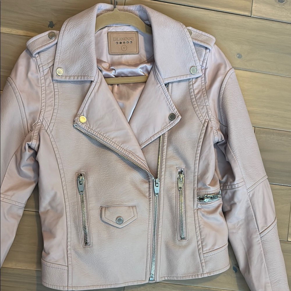 Blank NYC Faux Leather Women’s Pink Moto Jacket, Size S